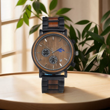 欧美月相多功能三眼六针防水商务石英男表 合金间木一件代发