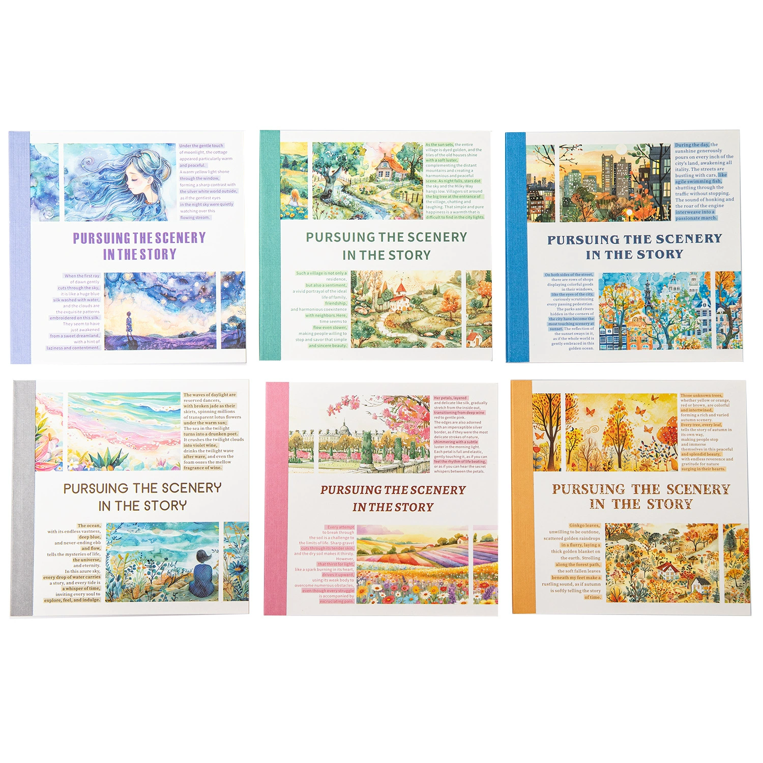 Книга наклеек "Beautiful Day". Серия «В поисках пейзажей в истории», блокнот с пейзажами, DIY декоративные наклейки 20 листов, 6 стилей.