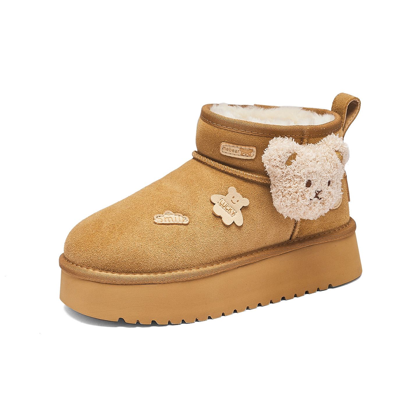 Botas de nieve de fondo grueso para mujeres 2025 nuevas botas de invierno de lana gruesa lindas botas cortas botas de algodón burken