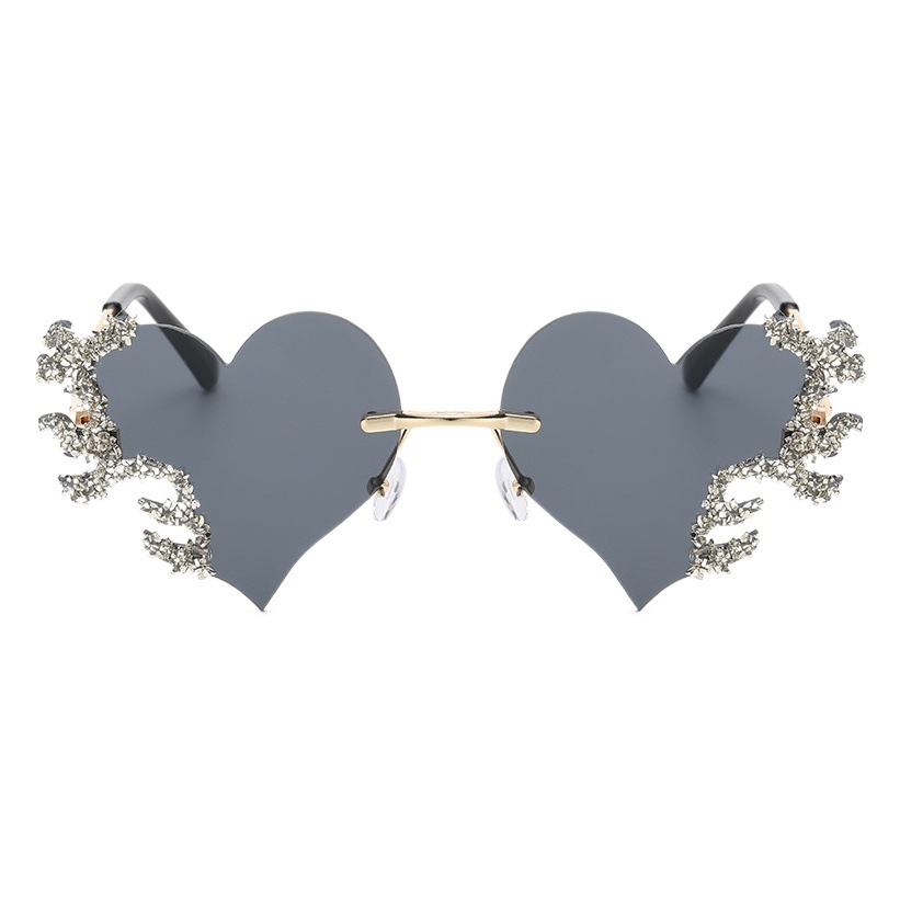 Gafas de sol con forma de corazón y lágrima, strass, estilo exagerado 2024 – Producto transfronterizo