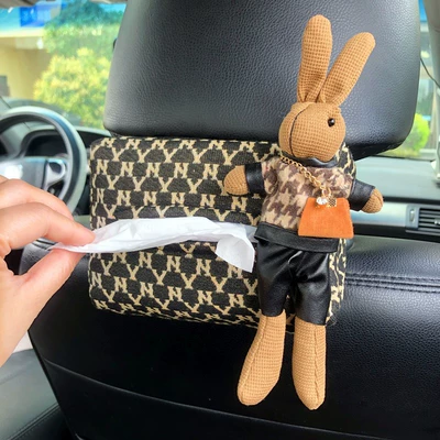 Car Tissue Box, Car Seat Back Hanging Tissue Box, High-End Armrest Box Bandage-Style Sun Visor Tissue Box (Car tissue box/set) - backpack-bunny-tissue-box-with-diamonds-yn