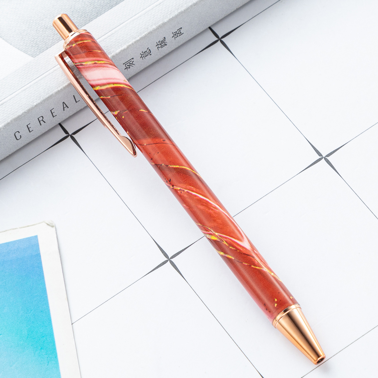 Nuevo empuje bolígrafo patrón de impresión de transferencia de calor simple prensa publicidad pluma estudiante creativo lindo escritura pluma de metal