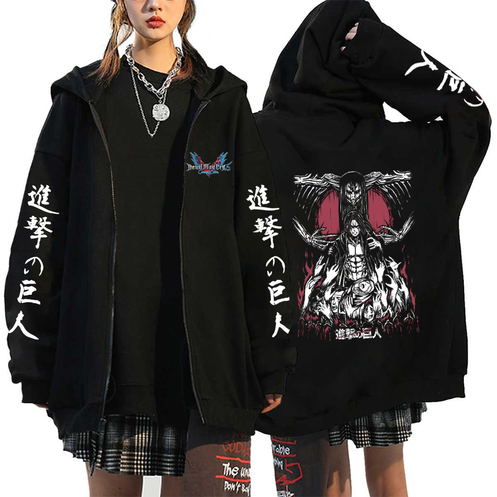 Anime Attack On Titan Men Women Zip Hoodies Yeager Eren