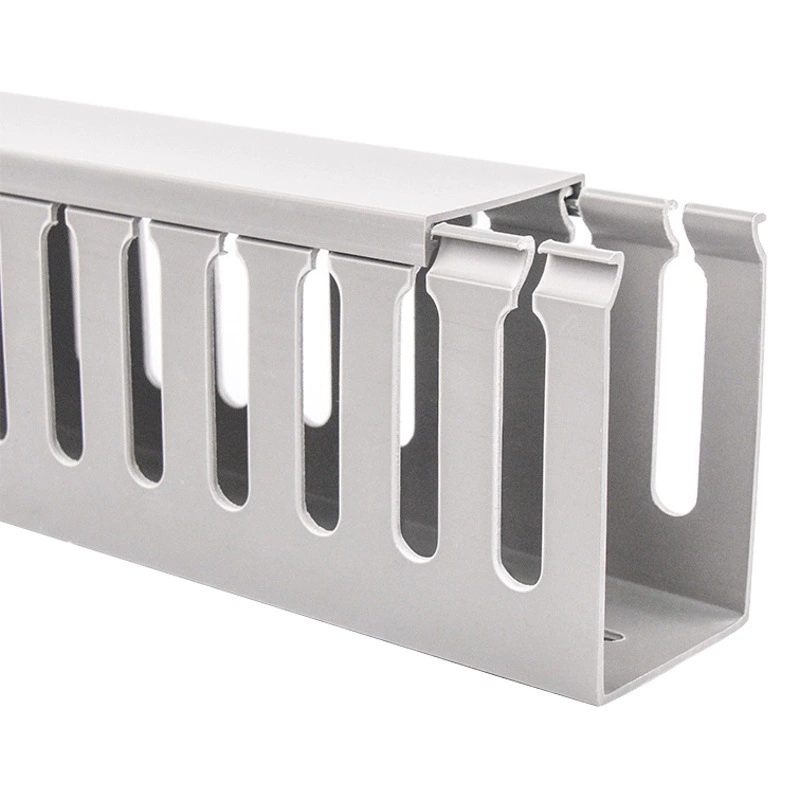 ПВХ-канал для проводов, серый пластиковый квадратный канал для проводов, огнестойкий изолированный распределительный короб с мелкими зубьями, электрический шкаф, канализация с крупными зубьями