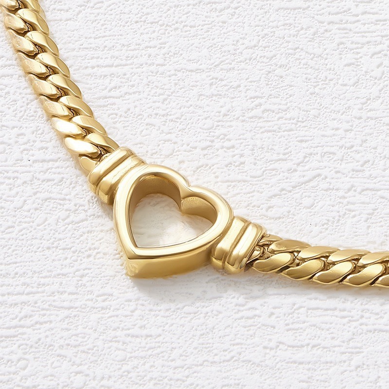 Plating Design Wholesale Jewelry Lady Heart Shape Titanium Steel Plating Necklace