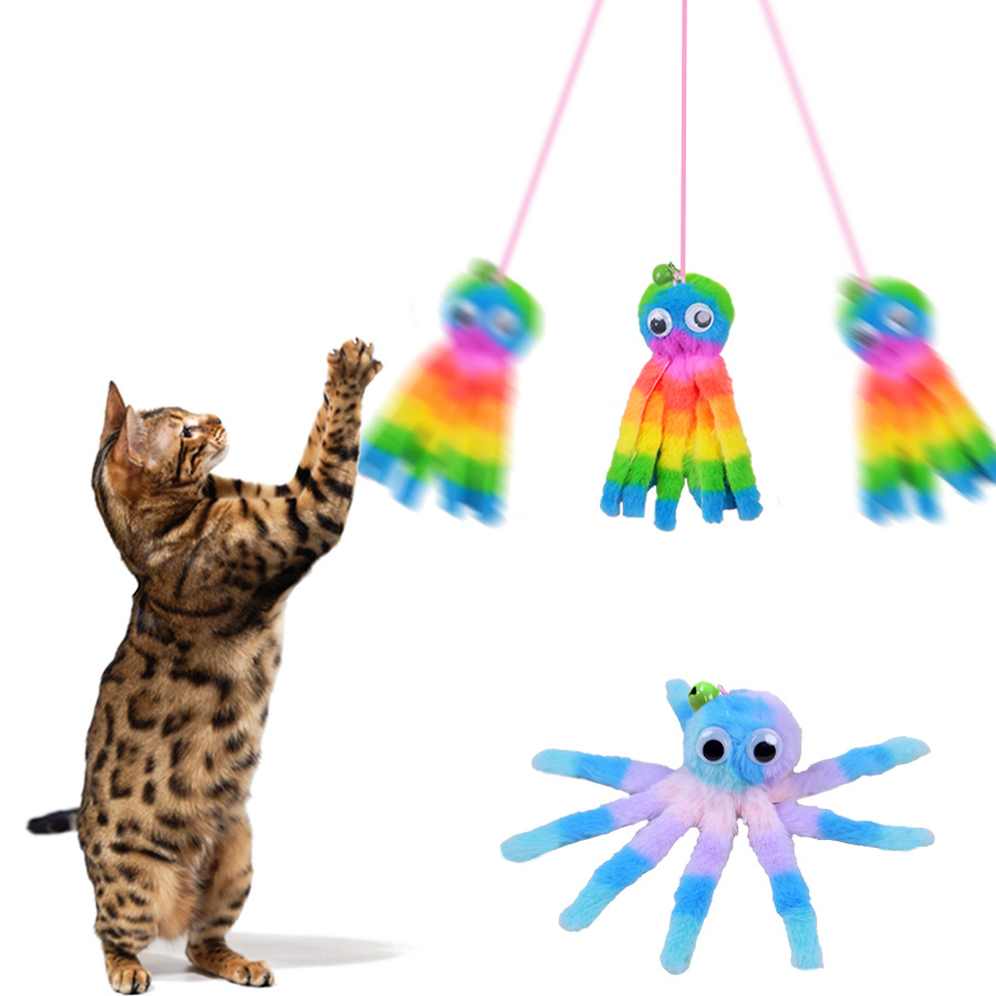 봉제 고양이 장난감 교수형 고양이 스틱 귀여운 문어 자기 행복 CATNIP 장난감 문어 애완 동물 장난감