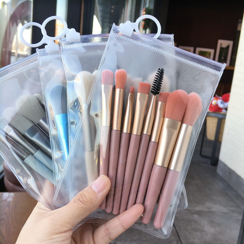 Pequeño conjunto de cepillo de maquillaje Cangzhou de 8 piezas para principiantes portátil cepillo de sombra de ojos de pelo suave cepillo de base cepillo de blanqueador herramientas de maquillaje