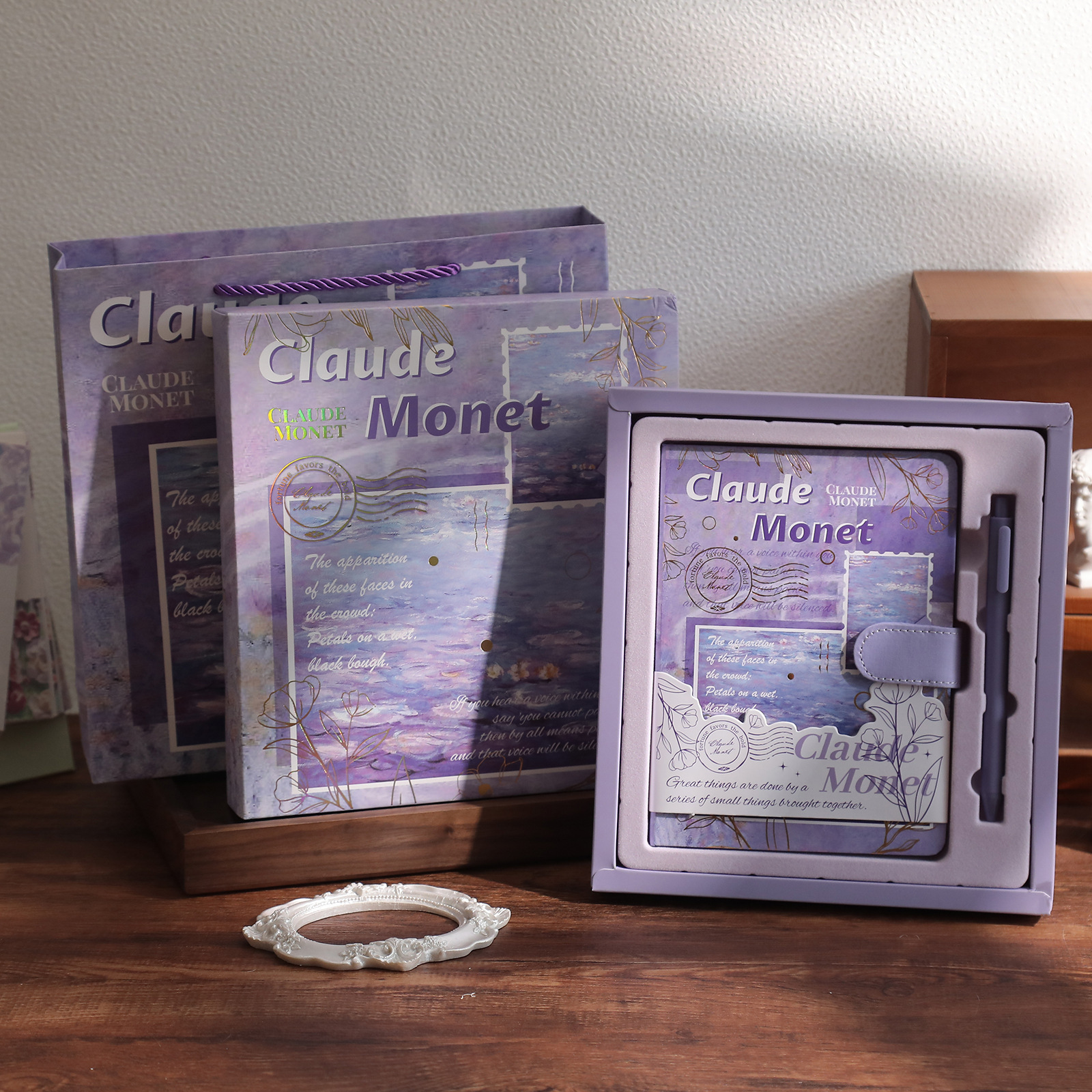 文芸手描き油絵ノートビジネス礼箱セットレトロPU磁気ボタン本手帳中学生お土産