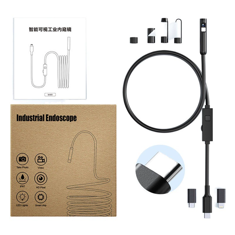 Высококачественная двухлинзовая эндоскопическая камера для мобильных телефонов Apple и Android, водонепроницаемая, 2-мегапиксельная, промышленная.