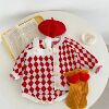 Spring children's knitted sweater for early age girl's, jacket, suspenders, bodysuit, set