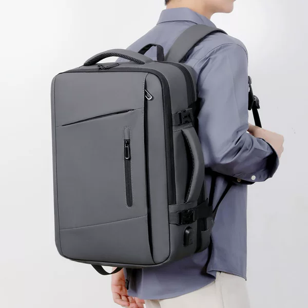 High-End Leather Business Backpack for Men 17inch Expandable Laptop Bag Luggage Bag Large Capacity Travel Backpack Cross-Border