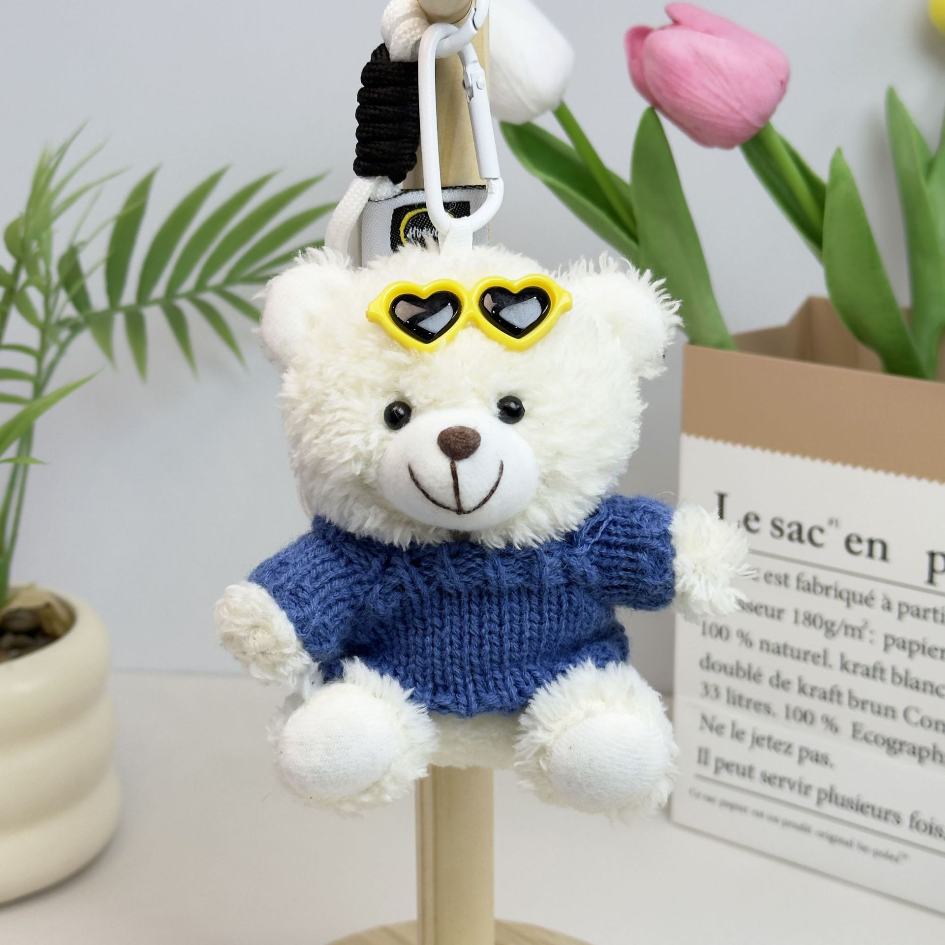 Suéter Teddy Bear Keychain bolsas colgantes muñecas de peluche creativas lindas gafas piloto Teddy Bear