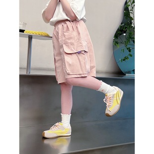 Girls' Stylish Cargo Pants Children's Loose Shorts Big Kids Mid-Length Pants Five-Point Pants Little Girls 2025 Summer New Style