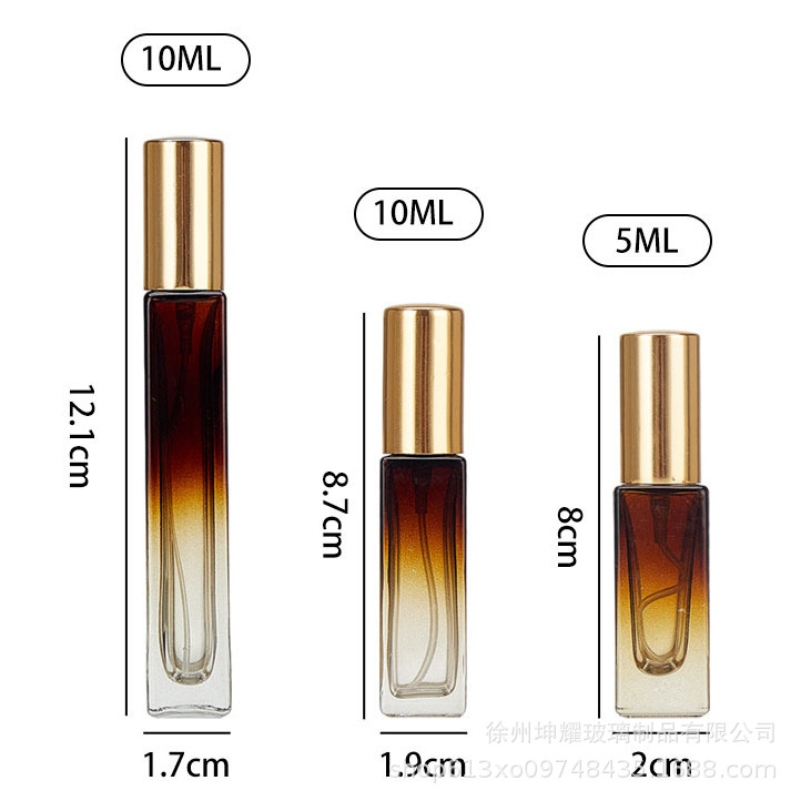 Botella de perfumes transparente de oro 10ml botella de perfumes de plata 15ml botella de pulverización de presión de botella de fragancia