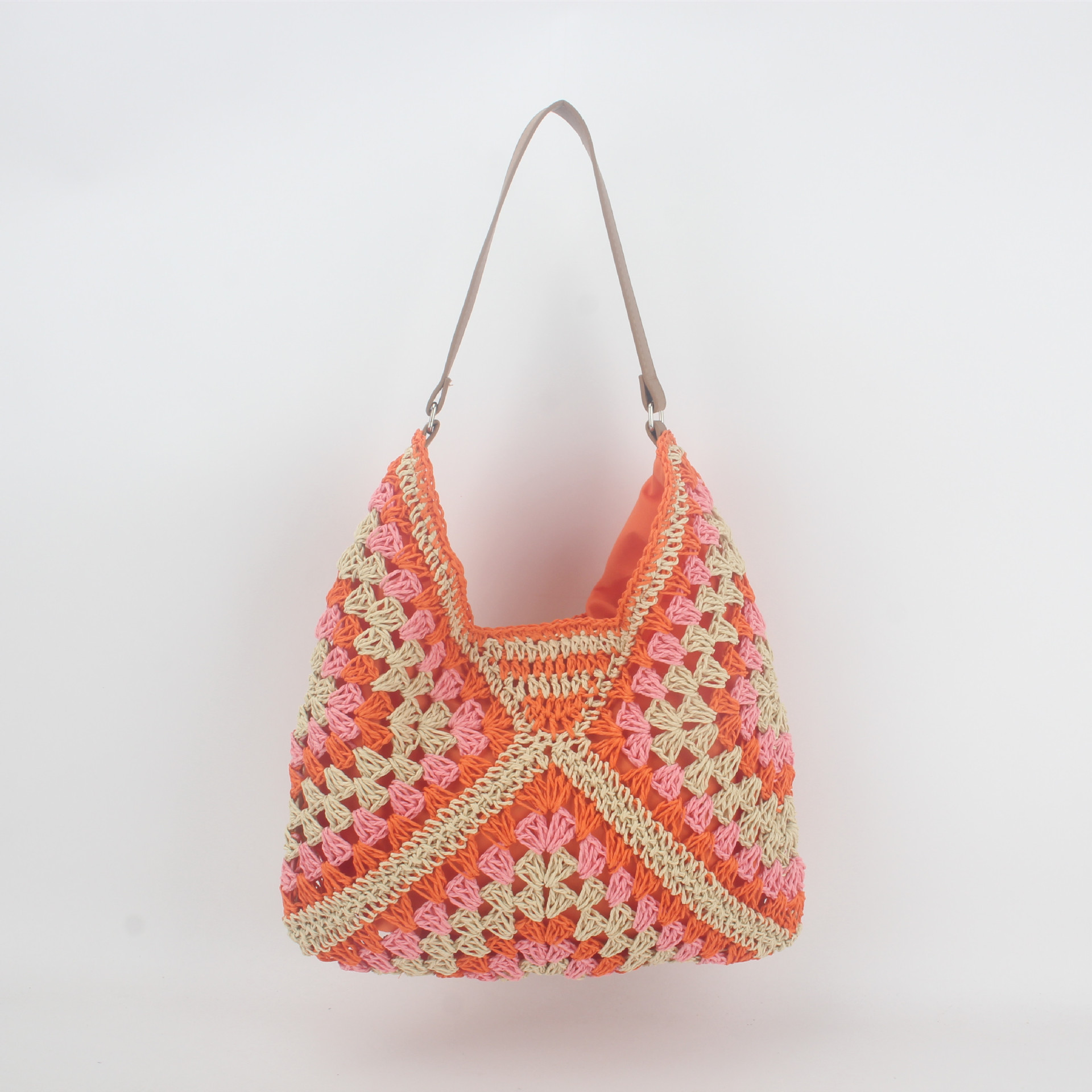 106g Weight Weave Fashion Element Open Closure Type Single Shoulder Strap Strap Type Shoulder Bag Bags Type Daily Occasion Women's Large Paper Color Block Vacation Weave Square Open Shoulder Bag