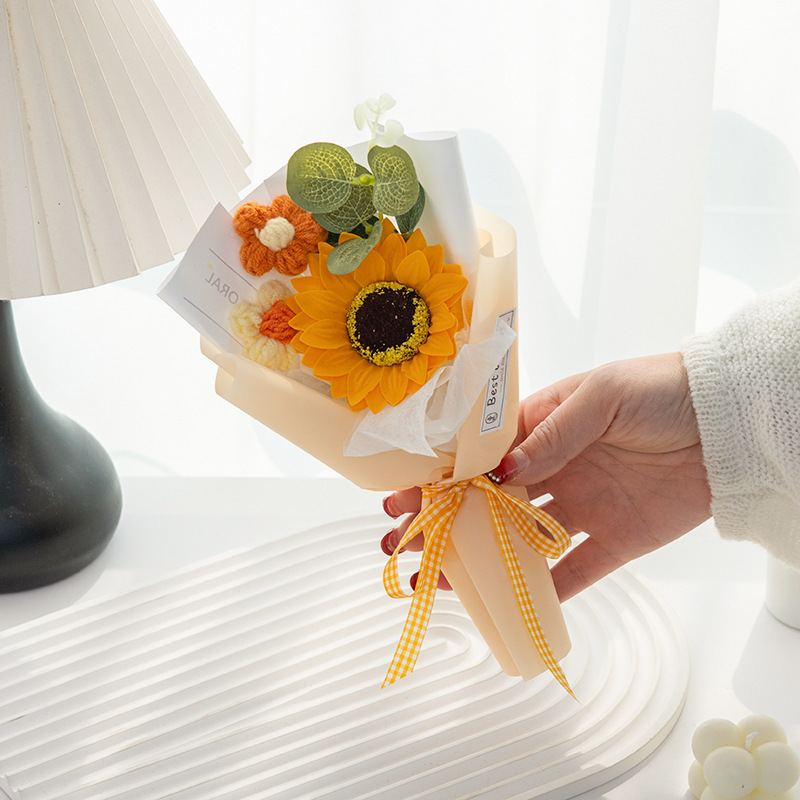 混搭泡芙向日葵花束纯手工制作花束跨境仿真花束教师节送老师同学|undefined
