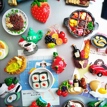 買3送1冰箱貼磁貼北歐ins3d立體個性創意下午茶可愛裝飾美食物