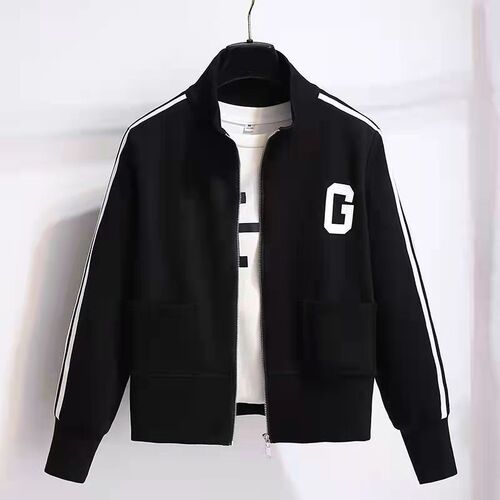 Solid color stand-neck baseball uniform sports coat for women 2025 early spring and autumn new loose short casual sports coat