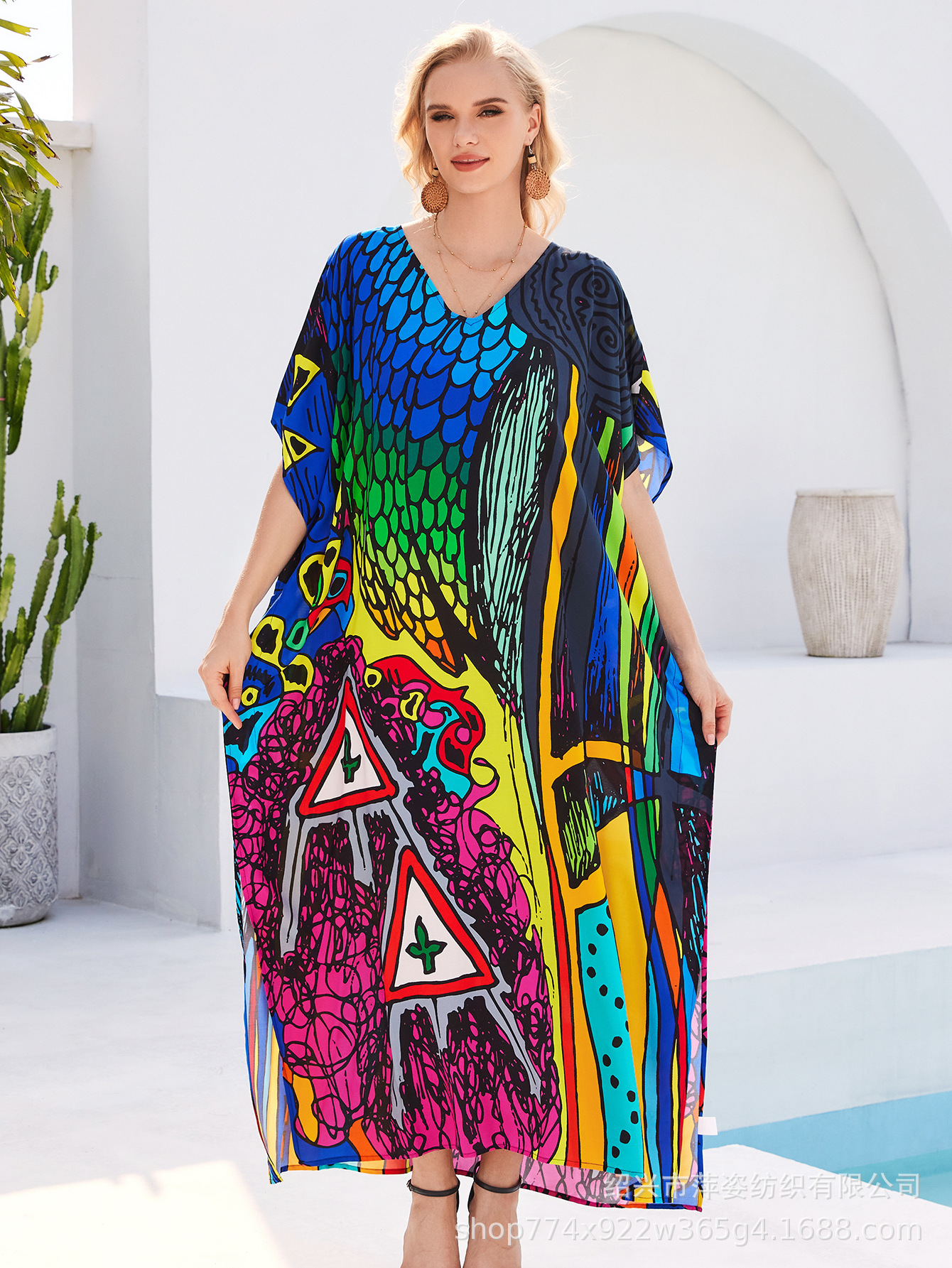 Camisas de playa de algodón impresa bata de vacaciones bikini con trajes de baño camisa buñuelo nuevo 45 - 1