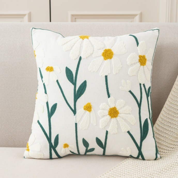 北欧タオル刺繍刺繍抱き枕客間クリームソファークッション花卉見本板の間に窓クッションカバー|undefined