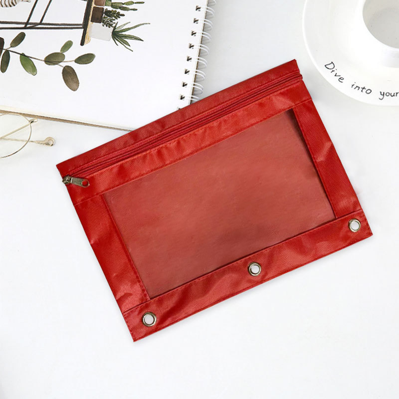 Lecai caja de lápices de gran capacidad de tres agujeros B5 bolsa de papelería soporte transfronterizo bolsa de archivos pvc caja de lápices de tres agujeros