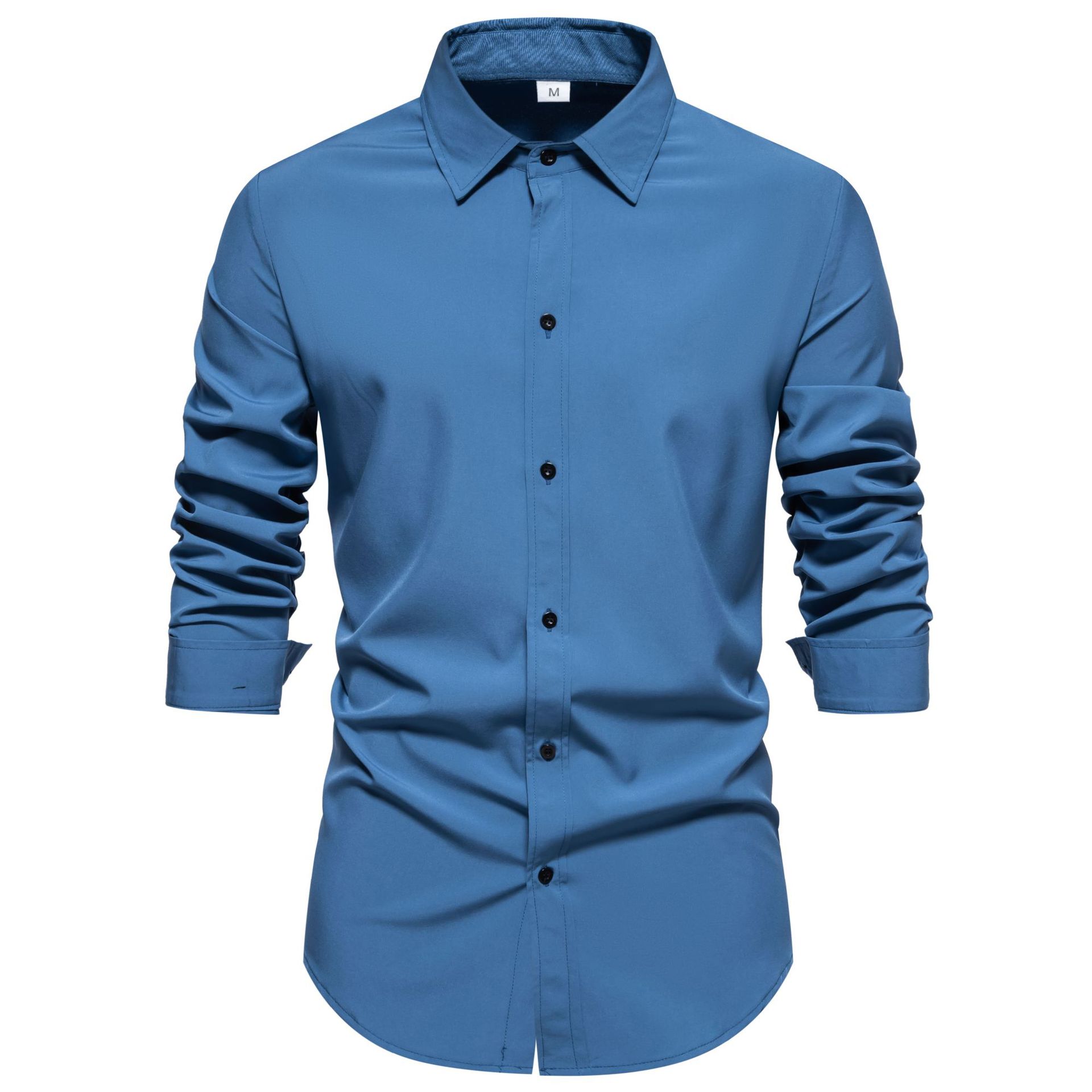 2024 primavera nuevos hombres camisa casual hombres eBay AliExpress color sólido hombres más tamaño camisa de manga larga hombres