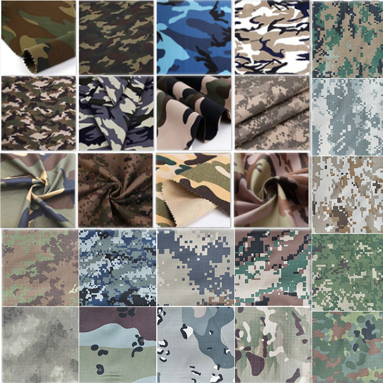 230gsm pequeño diseño anti-desgarro 65% poli 35% algodón camuflaje tela de caza