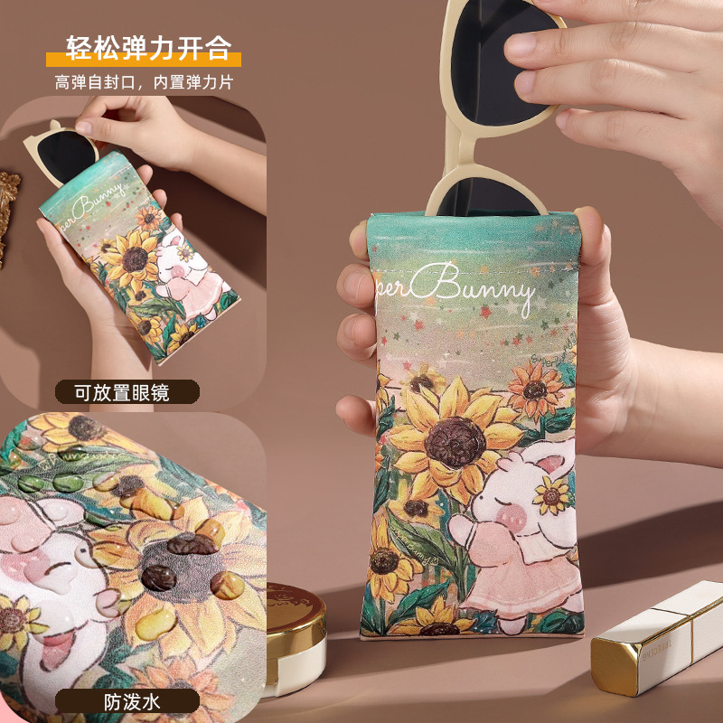 Glasses Bag Storage Portable Bag Soft Bag Sunglasses Eye Hanging Bag Anti-pressure Men's Protective Cover Automatic Closure