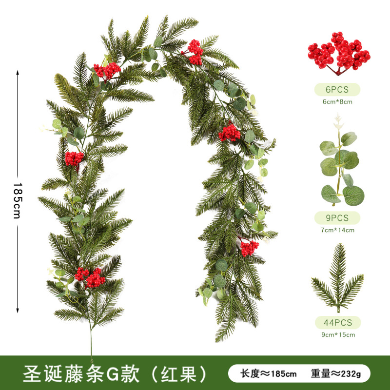 圣诞藤条亚马逊跨境热销仿真植物松针藤花环配件批发仿真圣诞藤条|undefined