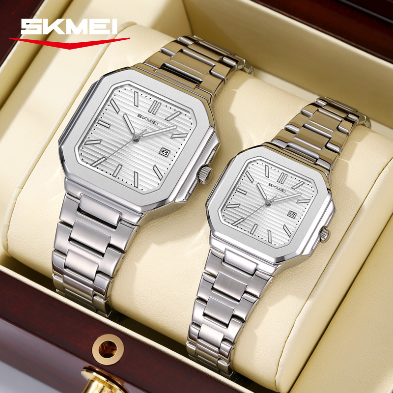 Momento de pareja de acero reloj de cuarzo multicolor impermeable relojes comerciales regalos personalizados fábrica de stock transfronterizo