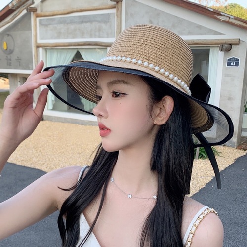 French-style straw hat summer hat for women, beach hat, seaside sun hat, large brim, Korean version, travel, photography, versatile model hat