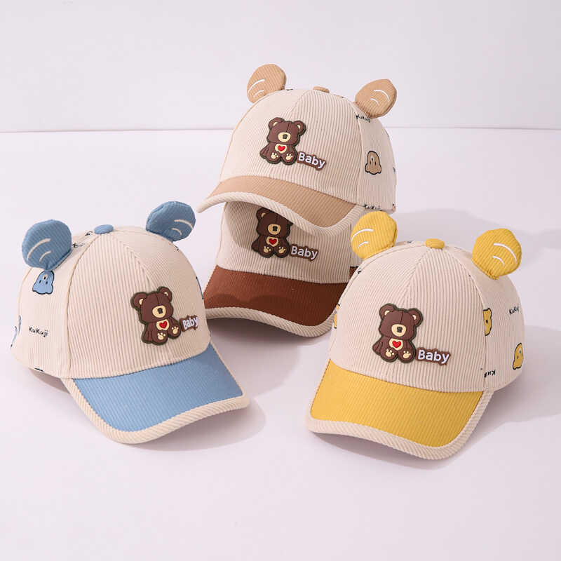 Sombrero de bebé para hombres, gorra de lengua de pato para mujeres, primavera y otoño, etiquetas lindas, osos pequeños, sombrero de béisbol para niños, otoño y invierno, sombrero de sombrero de sol