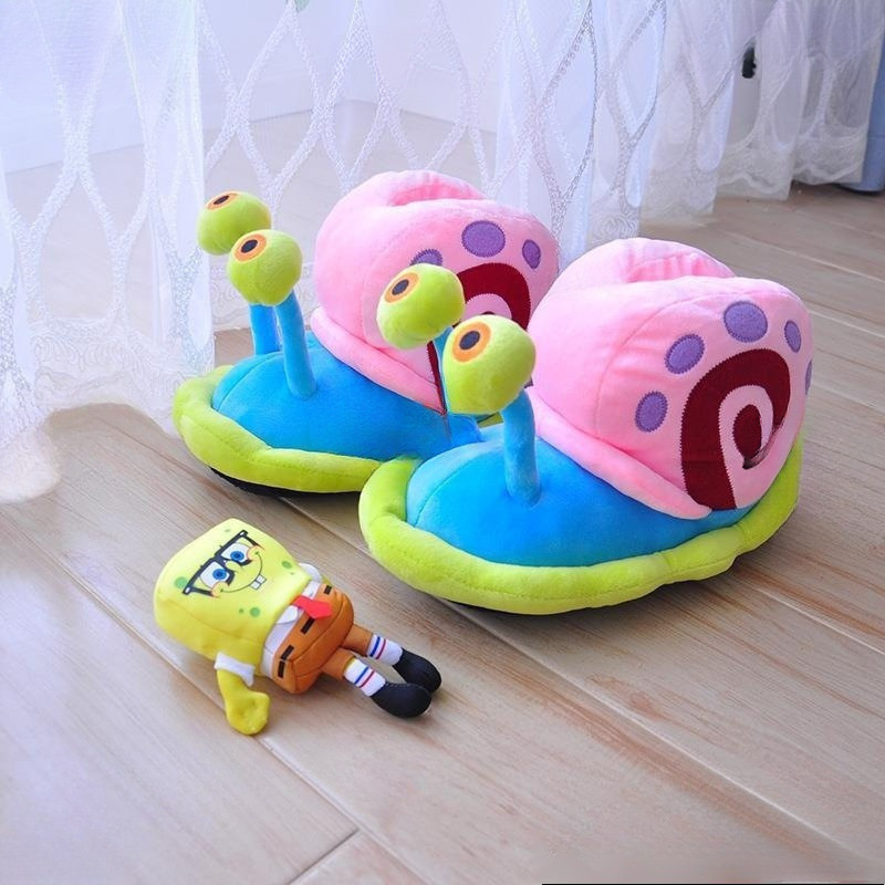 防滑拖鞋包跟学生蜗牛保暖亲子棉靴冬季小蜗海绵宝宝室内家居棉鞋