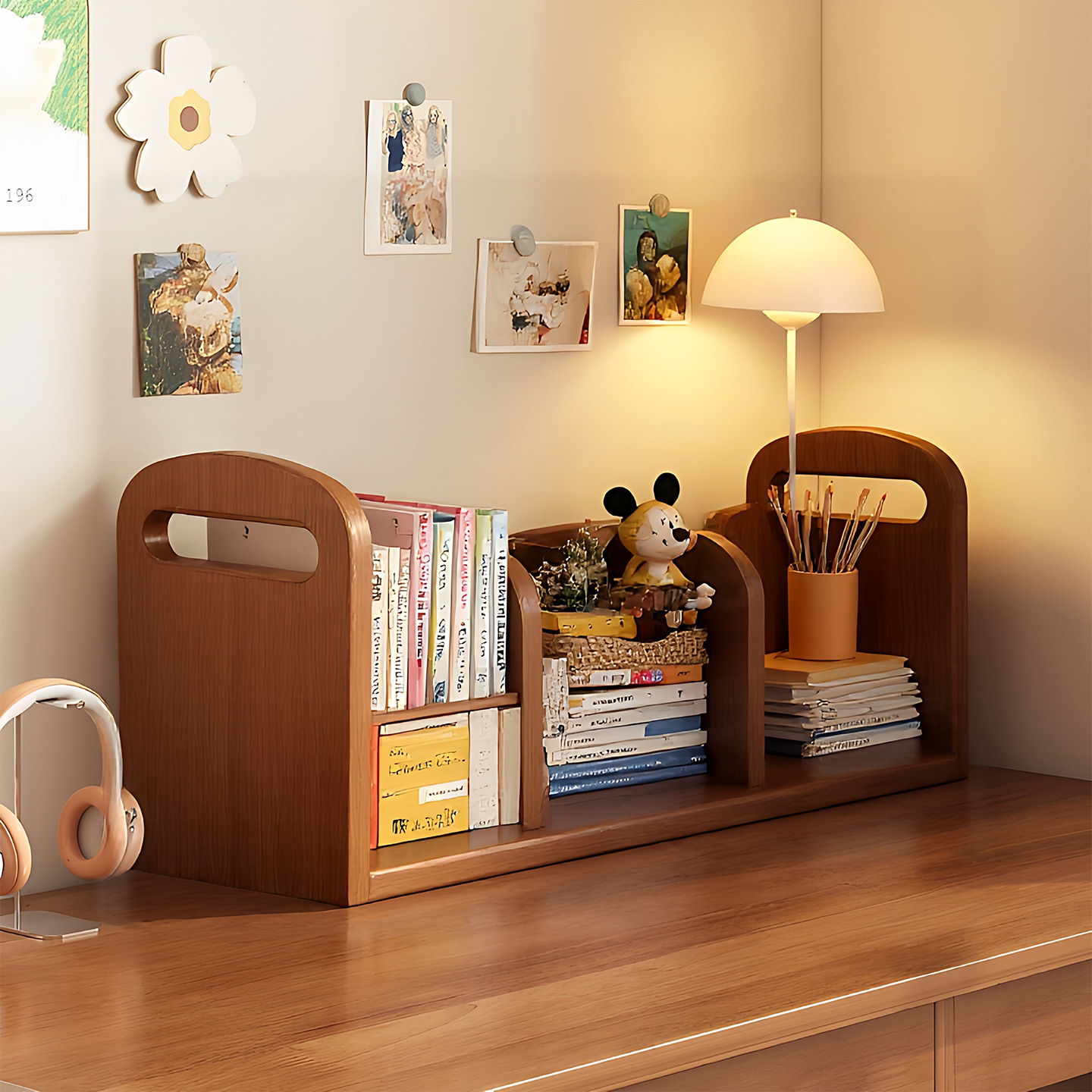 Solid wood bookshelf simple log desktop bookshelf home desk storage rack countertop display rack small bookshelf on the table