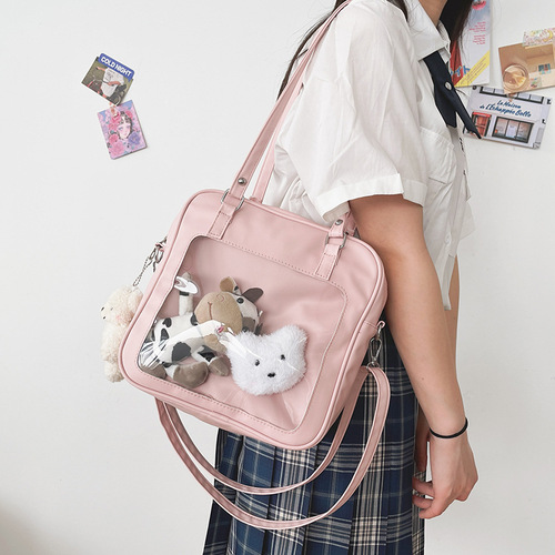 Japanese animation peripheral soft girl cute and funny personality transparent pain bag Korean version versatile casual student crossbody bag for women