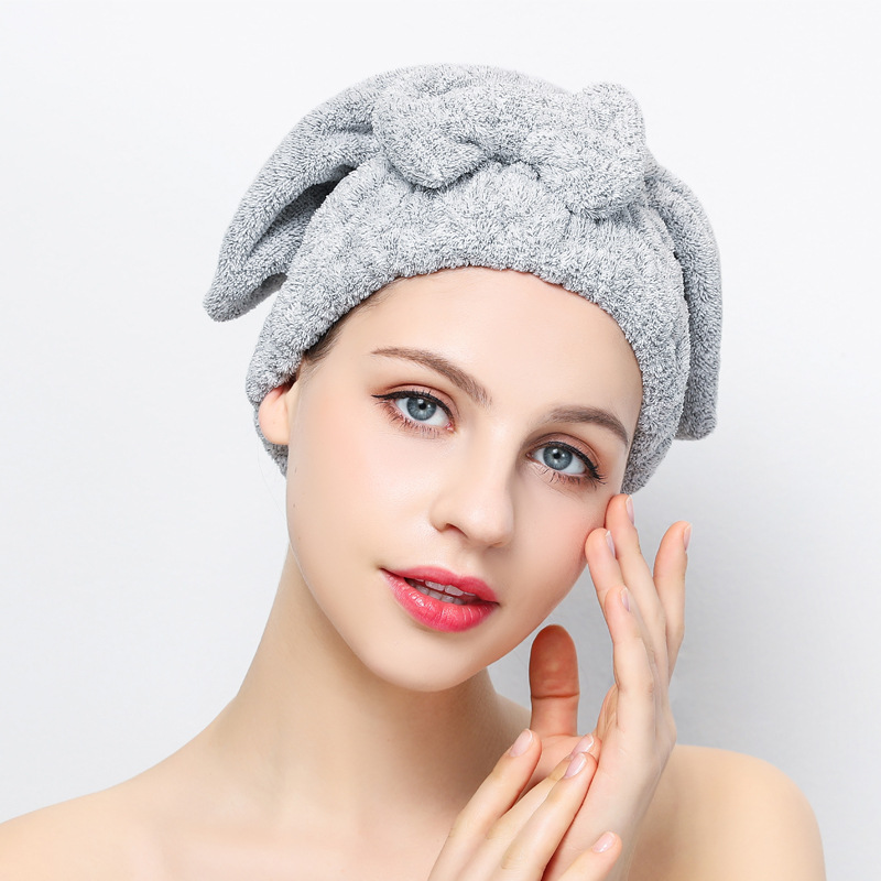 Factory Wholesale Bamboo Carbon Fiber Korean Style Bow Absorbent Women's Dry Hair Hat Home Princess Hat Gift Scarf