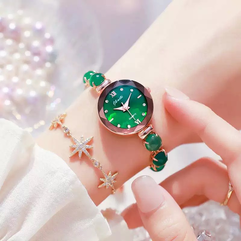 外贸爆款绿色珠宝玉石手链表女款时尚手表批发工厂直销女表新品