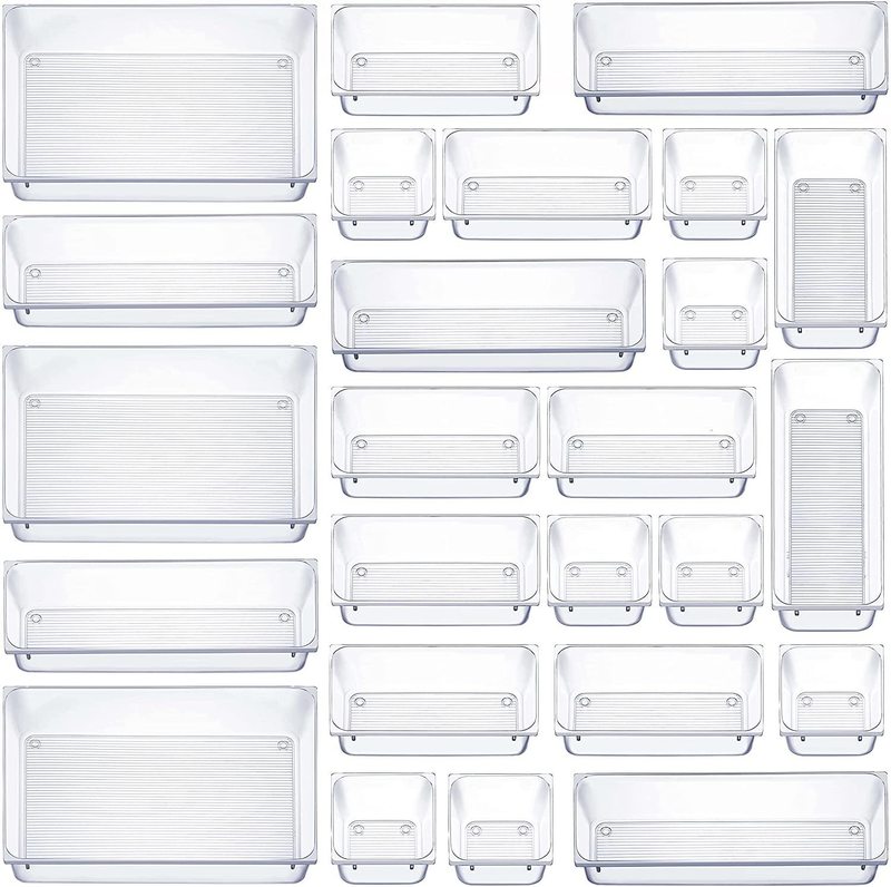 Cross-border striped desktop drawer storage box stationery sundries organizing household cosmetics transparent separated small box