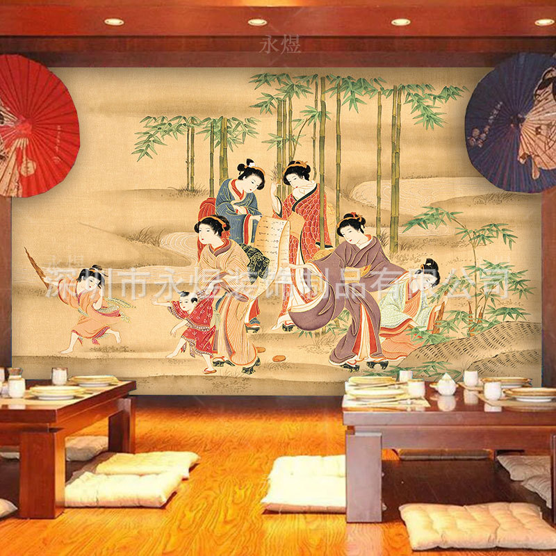 Japanese Ukiyo-e wallpaper Izakaya 3d mural Japan Sushi Restaurant Restaurant metope solar system wallpaper