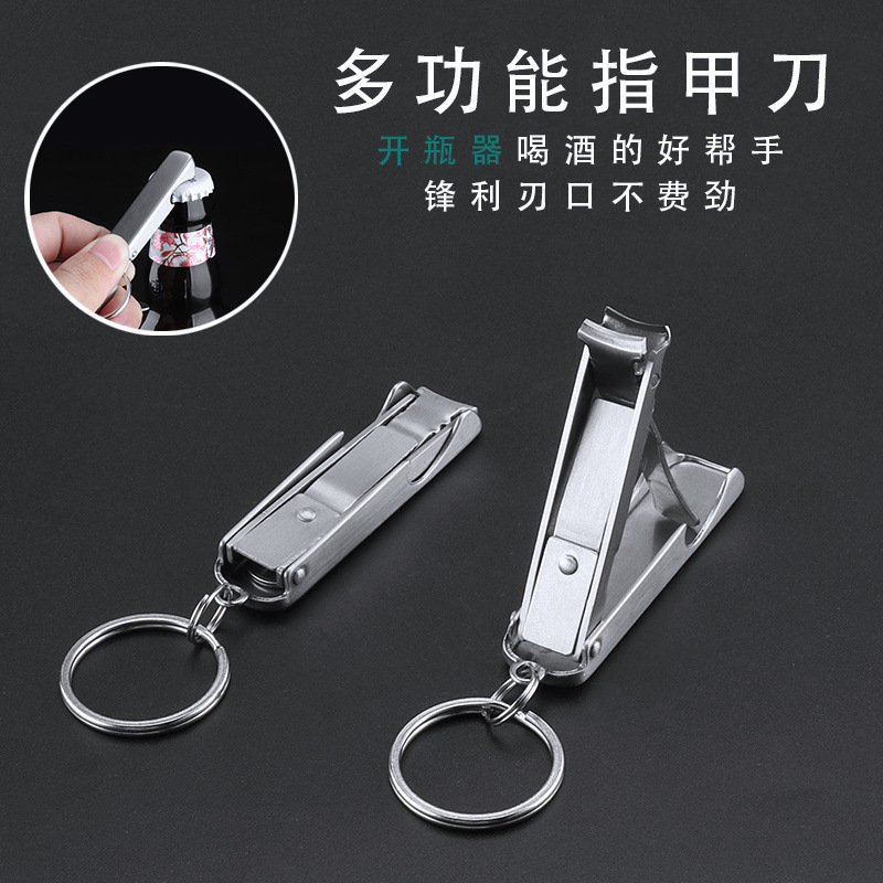 Folding Bottle Opener Nail Clipper Single Stainless Steel Thin Nail Clipper with Nail File Nail Clipper in stock Portable