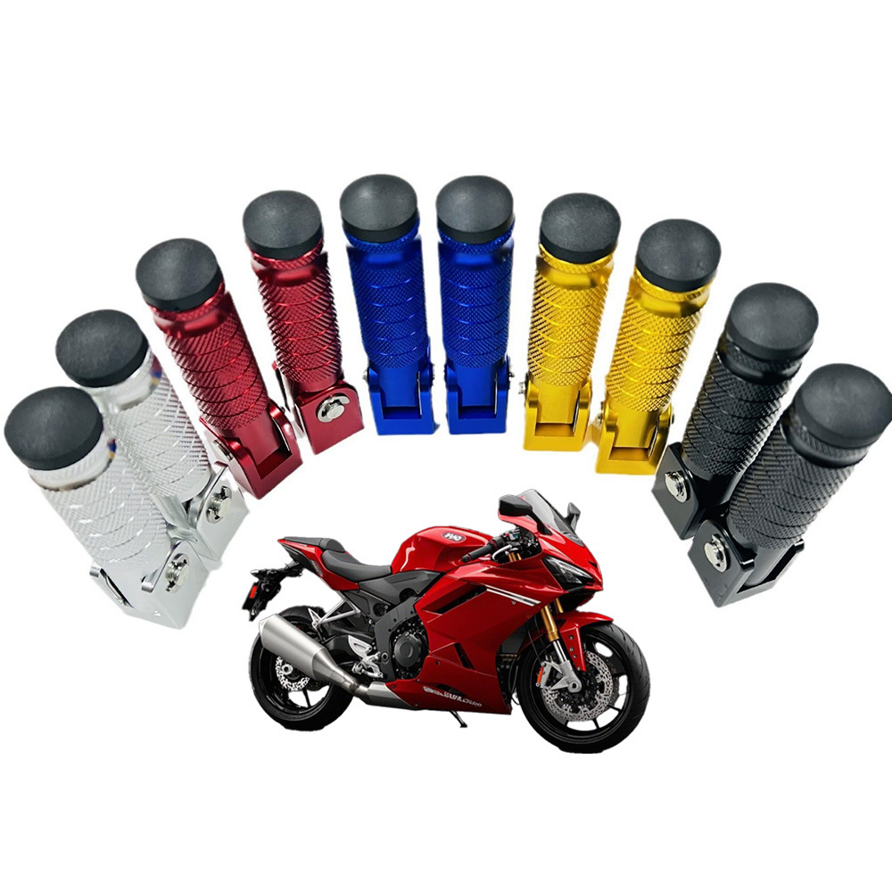 Motorcycle accessories: Aluminum alloy footrests, modified CNC folding footrests, rear footrests, safety guards, and additional foot pegs