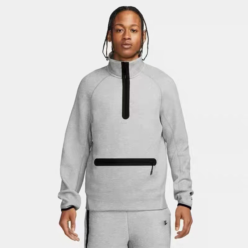 Men's and Women's Sweatshirt and Sweatpants Set, Knitted Casual Set, Half-Zip Loose Sports Pullover with Stand-Up Collar 7998