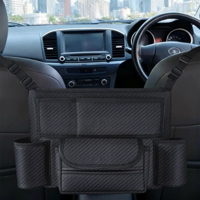Multifunctional Car Central Console Storage Bag, Seat Storage Pouch, Car Storage Bag Made of Leather with Partitioned Storage (Car storage bag/box) - 707-sports-carbon-fiber-pattern-432024cm
