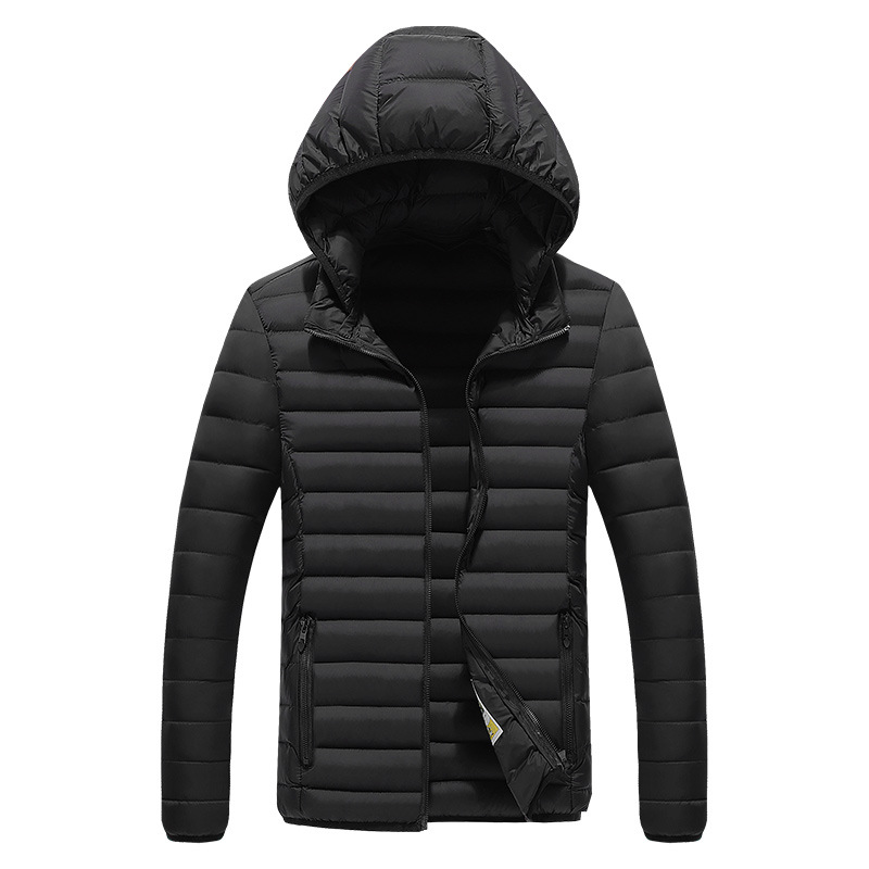 Chaqueta acolchada de algodón para hombre casual de invierno transfronterizo Chaqueta con capucha de color sólido Abrigo de algodón acolchado ligero para hombre Moda Venta directa de fábrica