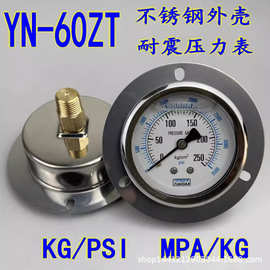 YN-60ZT轴向带边耐震压力表油压液压真空抗震防震背接式