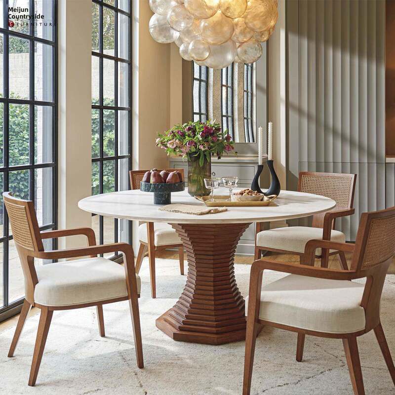Melo Country-Style American Modern Solid Wood Dining Table and Chairs, Family Dining Table, French Medieval Style, Large Glass Melo Country-Style American Modern Solid Wood Dining Table and Chairs, Family Dining Table, French Medieval Style, Large Glass