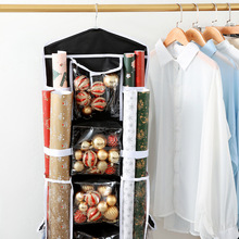 圣诞挂袋门后收纳挂袋卷纸收纳储物挂袋彩纸卷带丝带收纳袋亚马逊