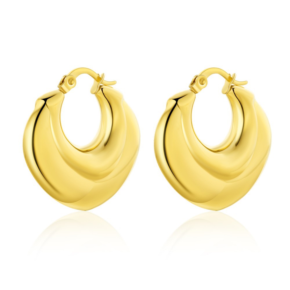Daily Occasion Stainless Steel Material 1 Pair Streetwear Solid Color Plating Stainless Steel Hoop Earrings