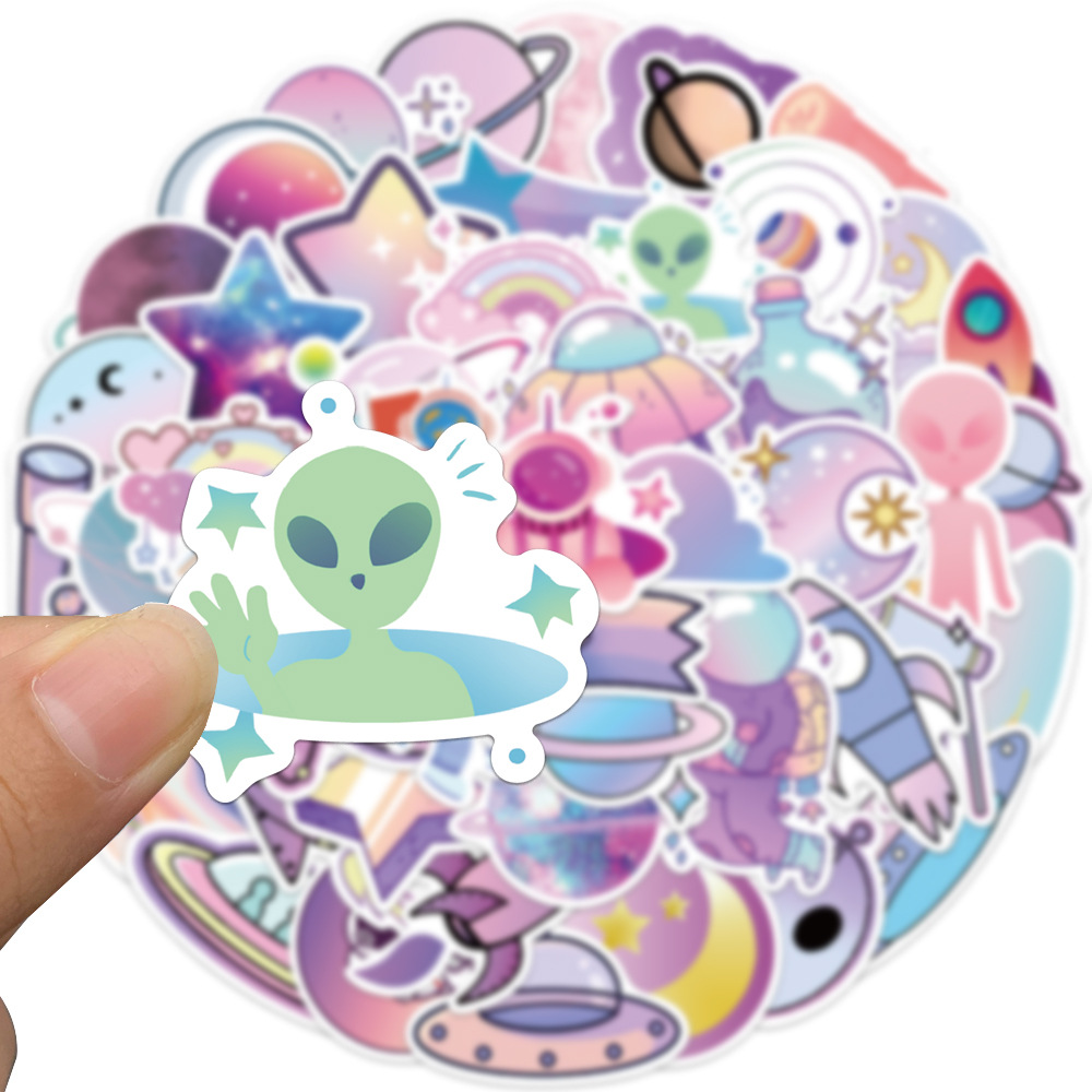 50 cartoon gradient planet graffiti stickers luggage pen guitar notebook waterproof hot astronaut stickers