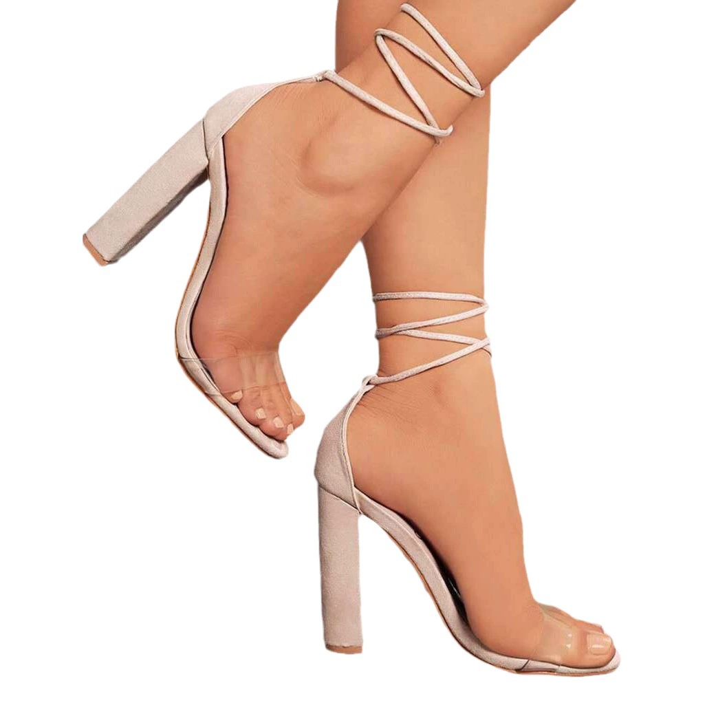 Европейские и американские сандалии больших размеров для внешней торговли, женские сандалии на массивном каблуке на высоком каблуке с открытым носком и ремешком на щиколотке с открытым носком для женщин-мам